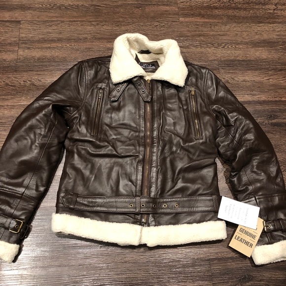 👻 Decrum real leather brown aviator jacket new - Picture 5 of 7